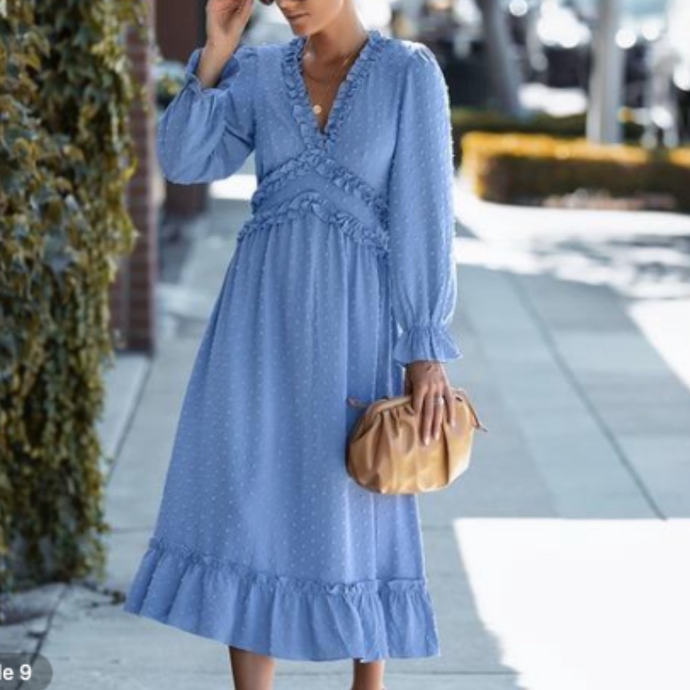 Blue Swiss dot dress